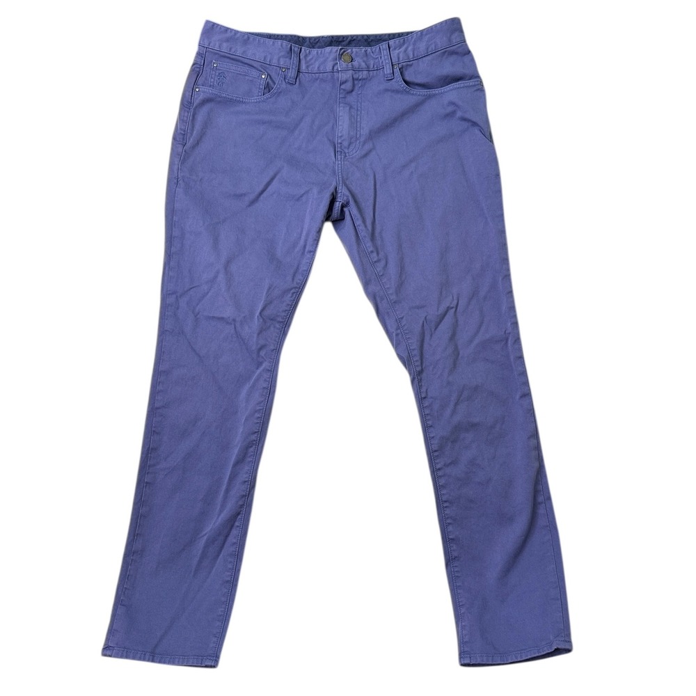 Brooks Brothers Red Fleece Men Blue Purple Denim Pants 36x32 Slim Straight 5 Pkt